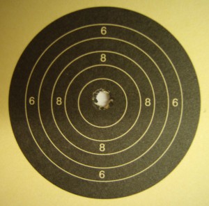 Perfect ten shot with the Vickers at 25 yards