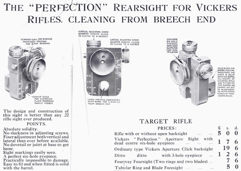 Original advert for the Vickers 'Perfection' Rearsight